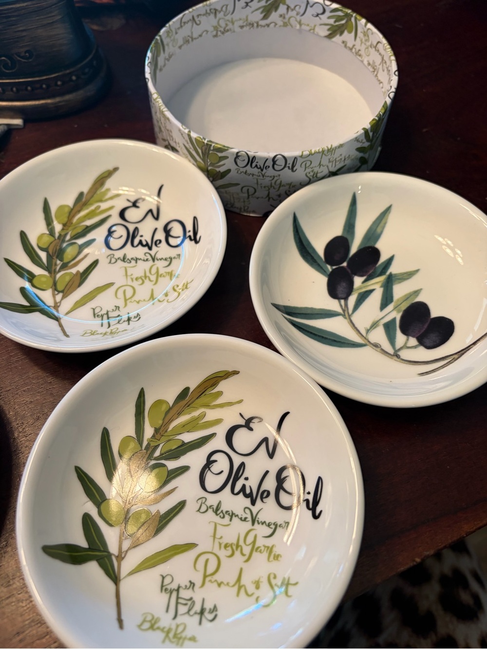 Artisano Designs Set of Three Olive Oil Dipping plates NIB